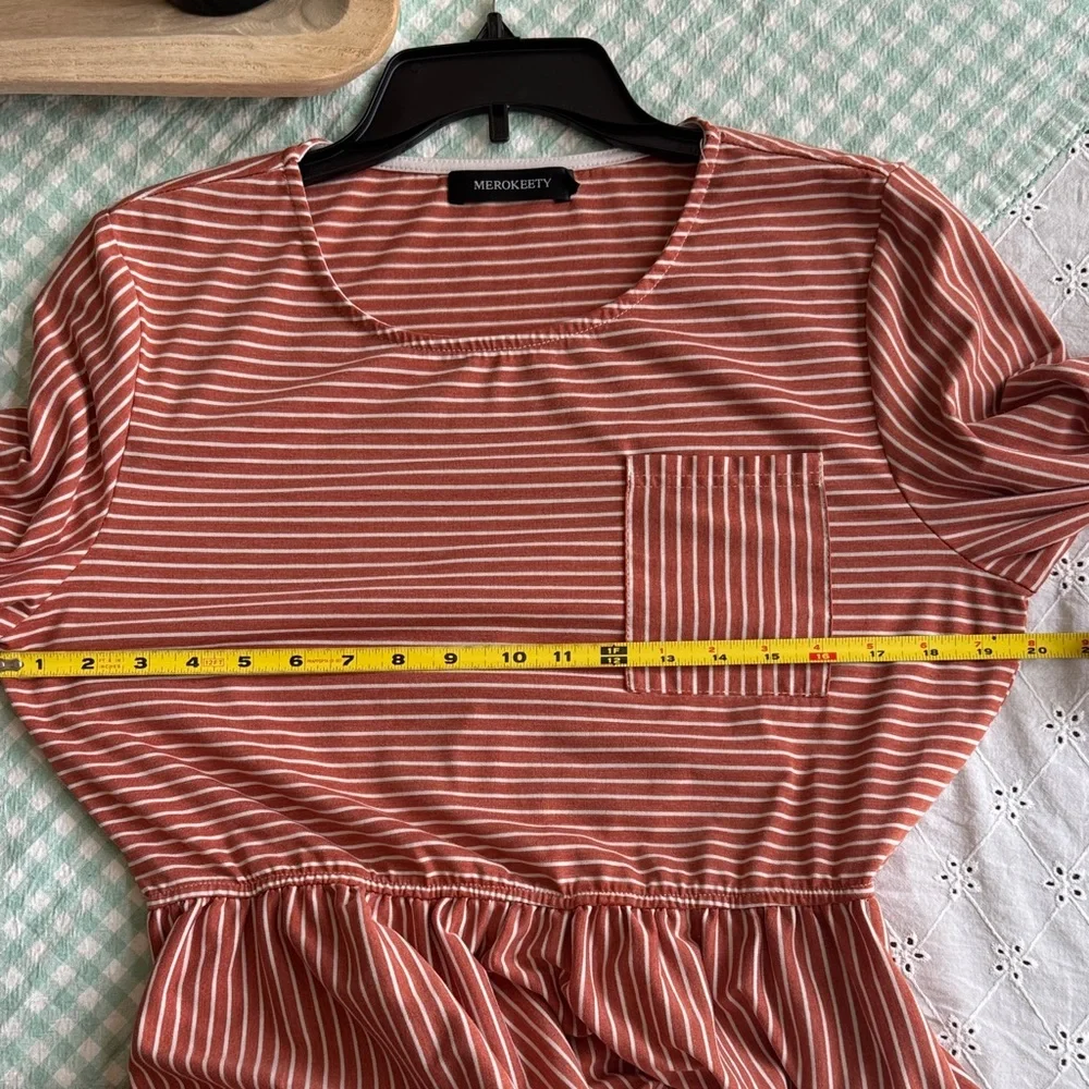 Merokeety Rust Striped Midi Dress - Picture 7 of 9